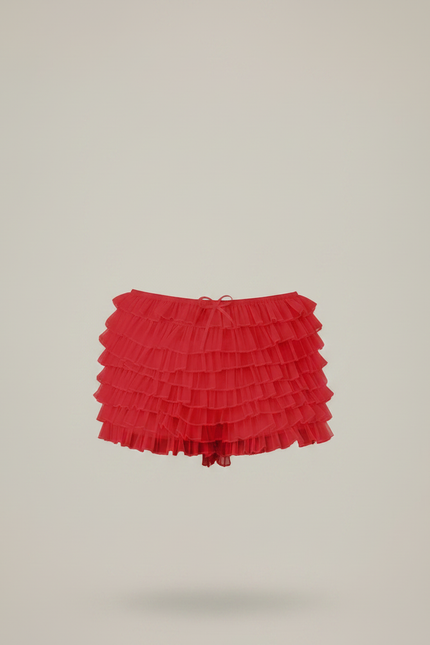 Pantalon Jupe Rouge Volants Maille Douce Femme - vue 3