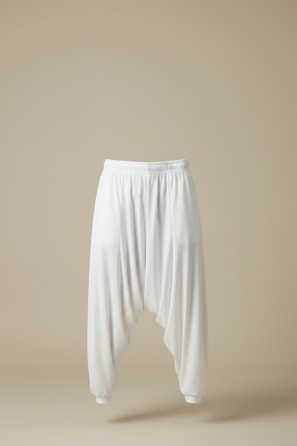 Pantalon Jupe Blanc Ample Fluide Homme Yoga - Viscose - vue 3