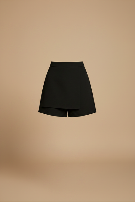 Pantalon Jupe Noir Coupe Droite Élégant Asymétrique - Polyester - vue 3