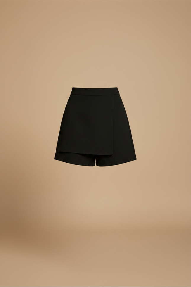Pantalon Jupe Noir Coupe Droite Élégant Asymétrique - Polyester - vue 3
