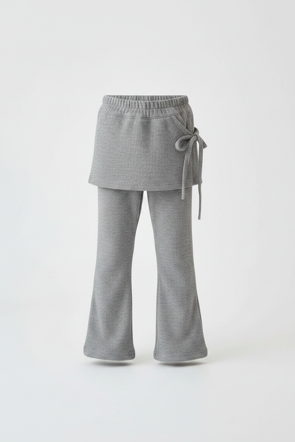 Pantalon Jupe Côtelé Gris Évasé Enfant Confortable - Maille - vue 3