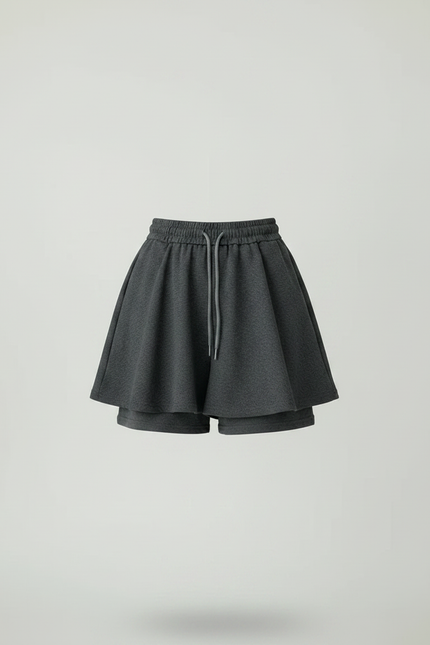 Pantalon Jupe Gris Fluide Sportif Décontracté - Molleton - vue 3