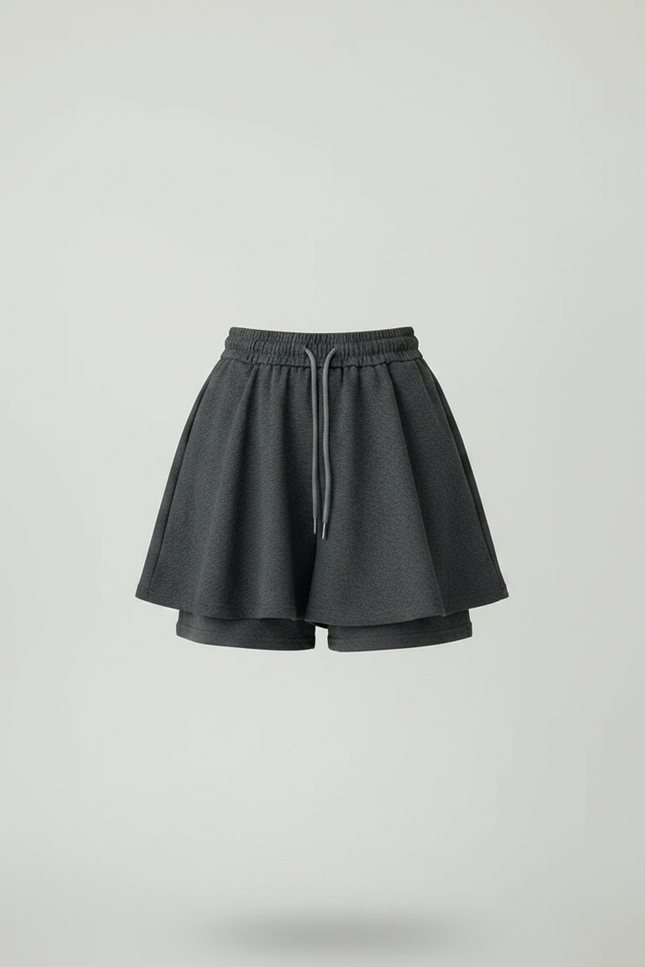 Pantalon Jupe Gris Fluide Sportif Décontracté - Molleton - vue 3