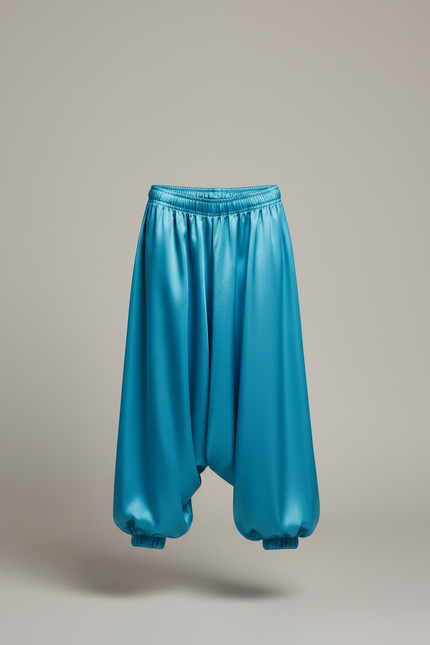 Pantalon Jupe Bleu Satin Ample Bouffant Enfant - vue 3