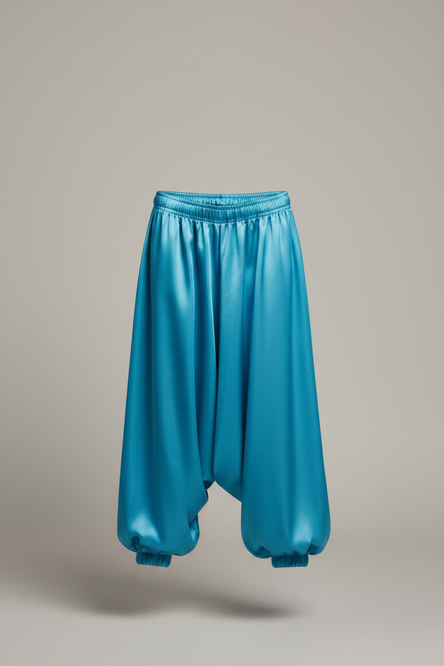 Pantalon Jupe Bleu Satin Ample Bouffant Enfant - vue 3