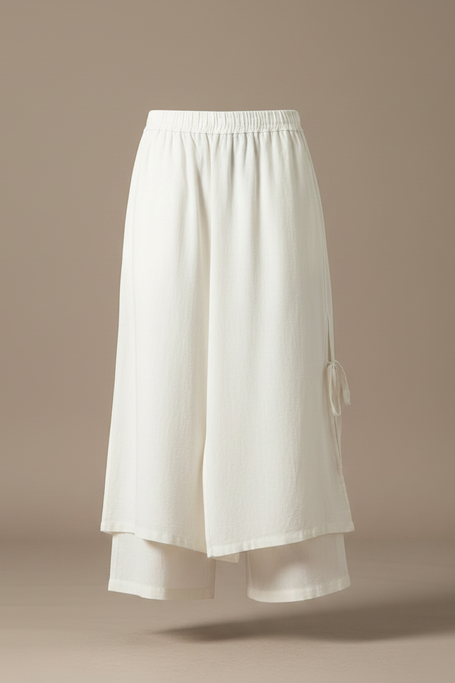 Jupe Sur Pantalon Homme - Blanc Lin - vue 3