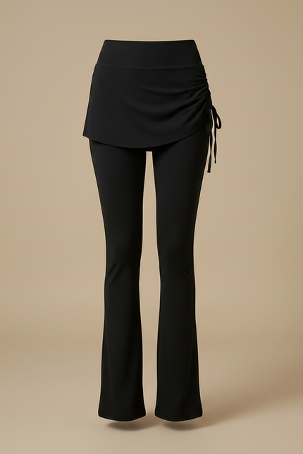 Pantalon Jupe Noir Évasé Intégré Sportif Cordon - Polyester - vue 3