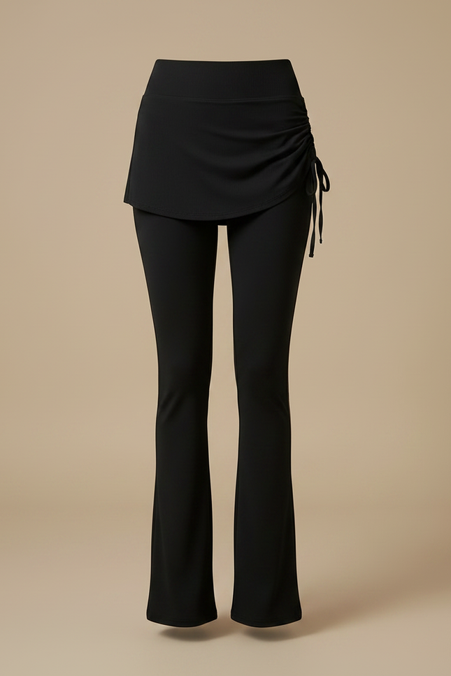 Pantalon Jupe Noir Évasé Intégré Sportif Cordon - Polyester - vue 3