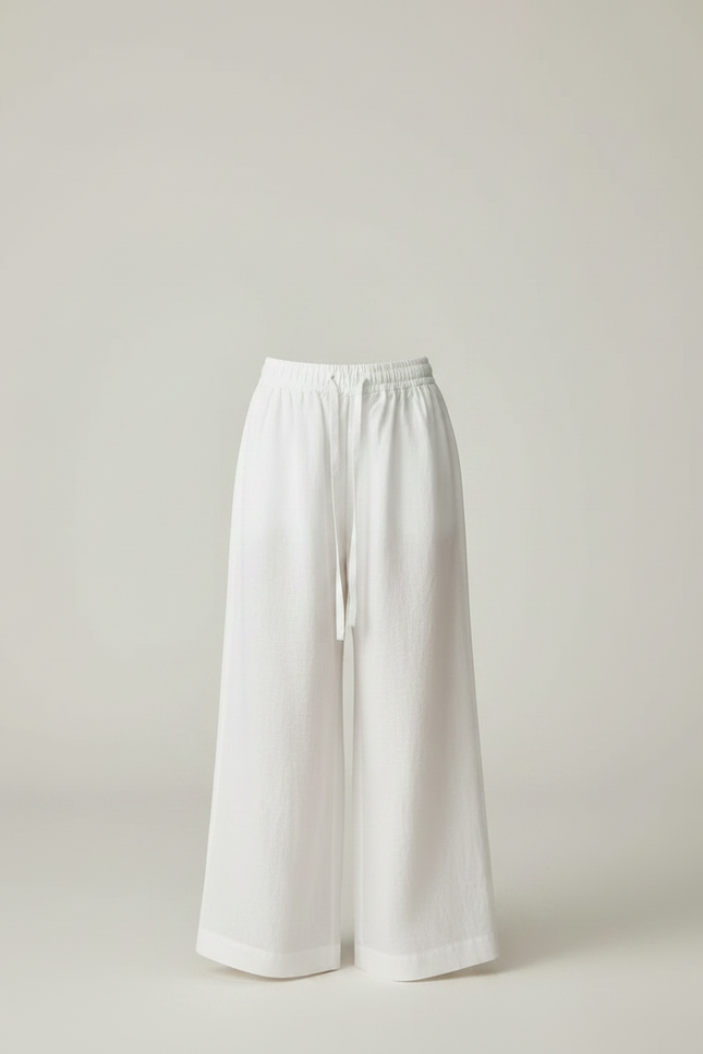 Pantalon Jupe Blanc Lin Ample Superposé Fille - vue 3