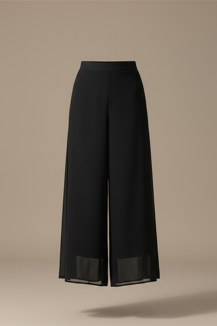 Pantalon Jupe Noir Fluide Ample Élégant Chiffon - Polyester - vue 3