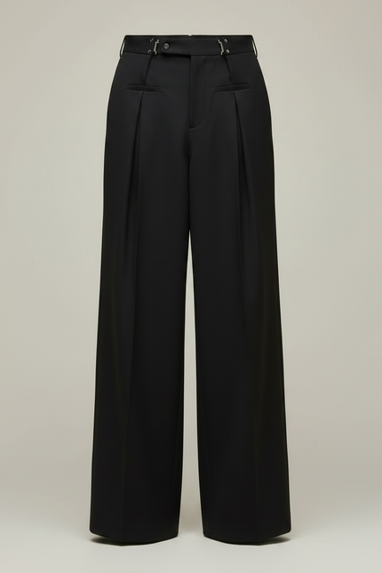 Pantalon Jupe Noir Ample Plissé Homme Moderne - Gabardine - vue 3