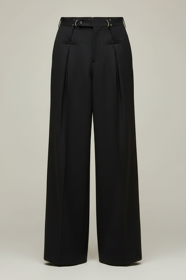 Pantalon Jupe Noir Ample Plissé Homme Moderne - Gabardine - vue 3