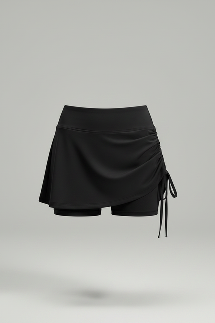 Pantalon Jupe Noir Sport Plissé Cordon Réglable - Polyester - vue 3