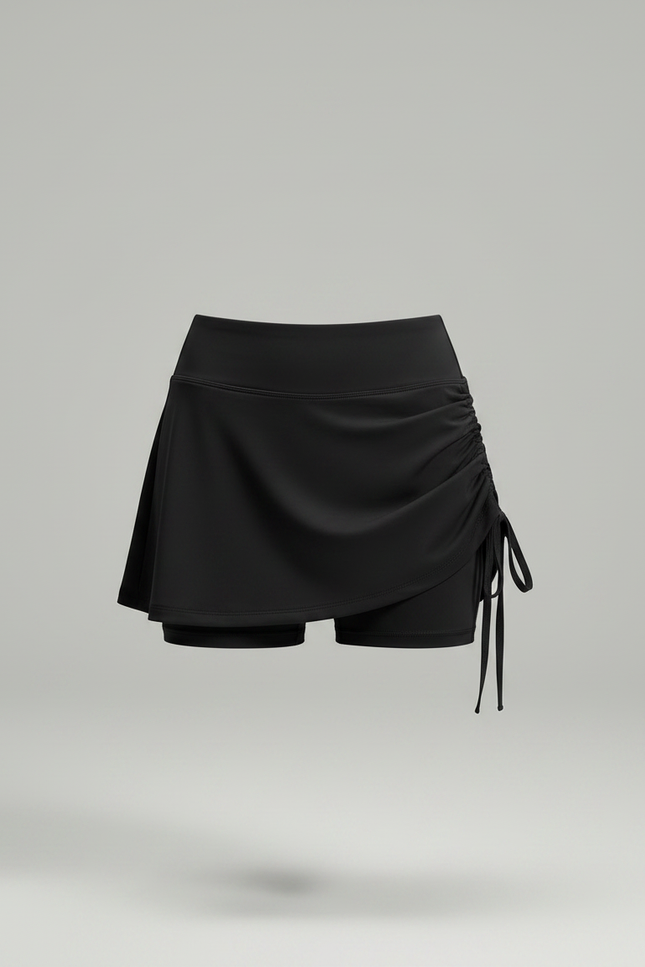 Pantalon Jupe Noir Sport Plissé Cordon Réglable - Polyester - vue 3