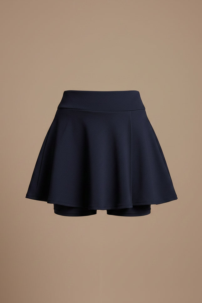 Pantalon Jupe Bleu Marine Évasé Plissé Court - Maille - vue 3