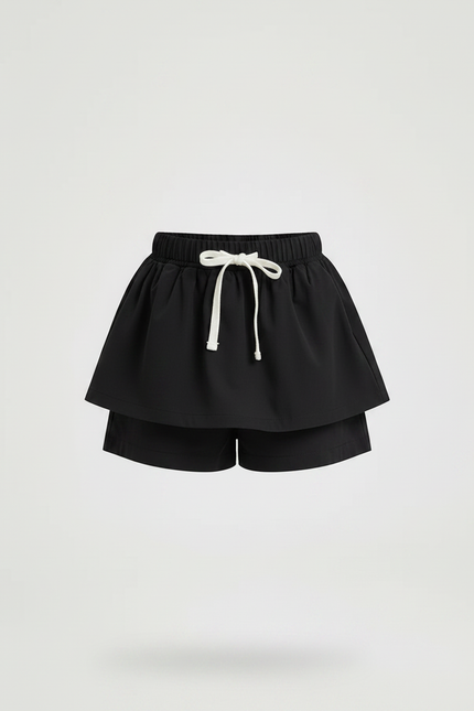 Pantalon Jupe Noir Évasé Cordon Fille Moderne - Polyester - vue 3