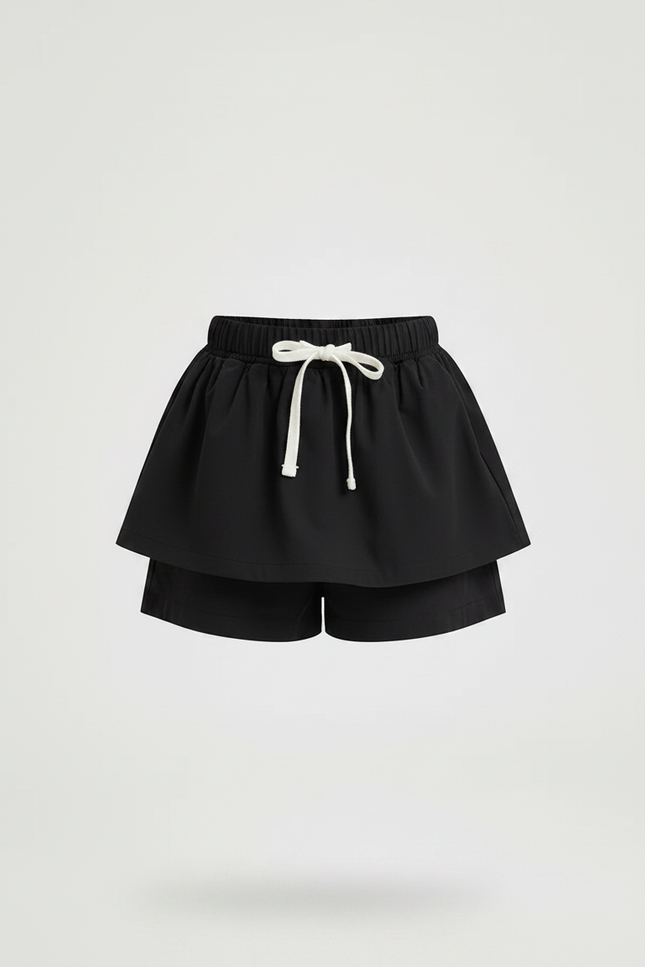 Pantalon Jupe Noir Évasé Cordon Fille Moderne - Polyester - vue 3