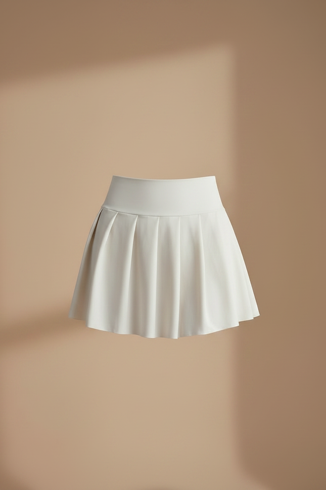 Pantalon Jupe Plissé Blanc Élégant Court Intégré - Polyester - vue 3