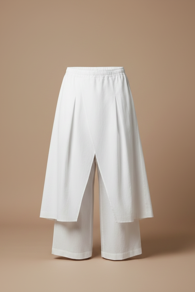 Pantalon Jupe Blanc Plissé Ample Décontracté Homme - Coton - vue 3