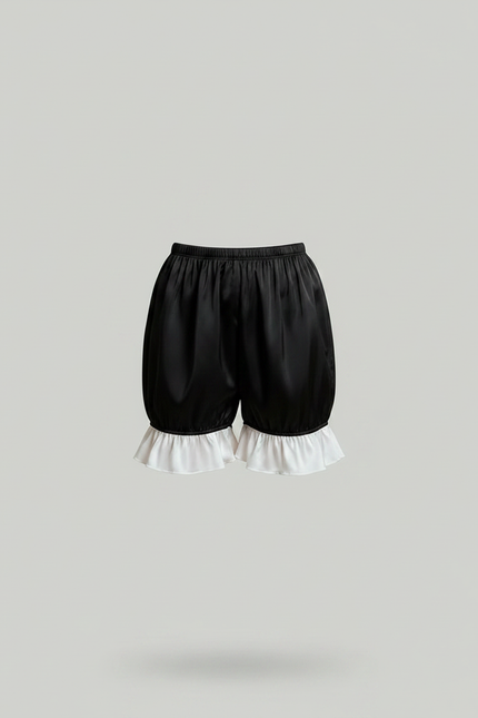 Pantalon Jupe Noir Satin Volants Bouffant Fille - vue 3