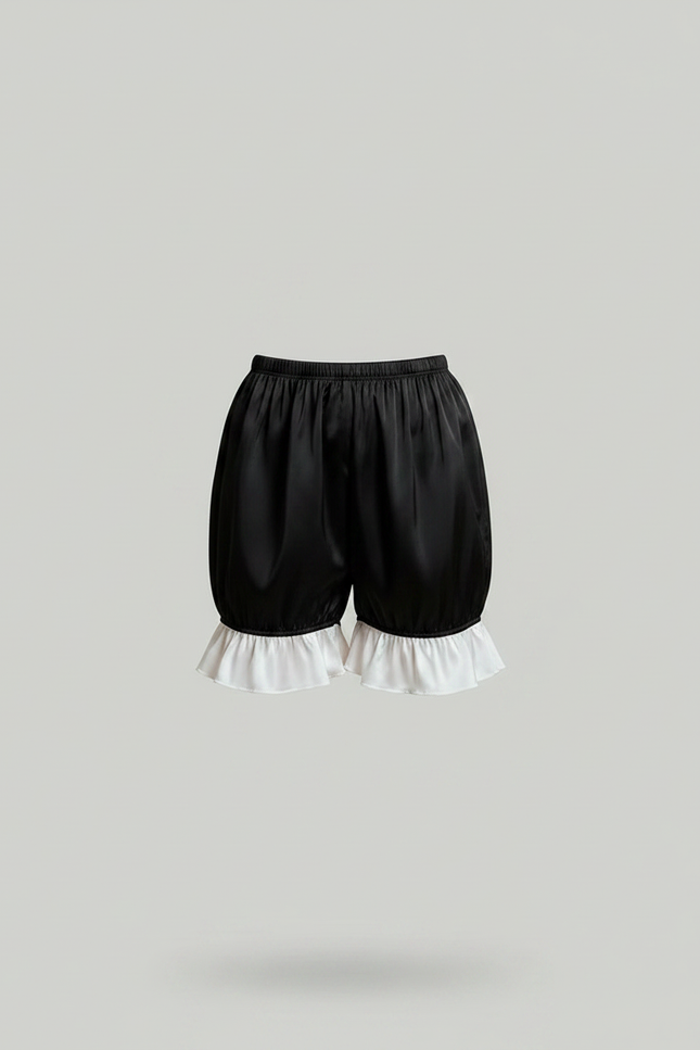 Pantalon Jupe Noir Satin Volants Bouffant Fille - vue 3