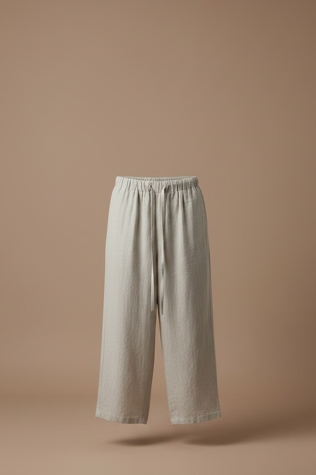 Pantalon Jupe Lin Drapé Ample Beige Homme - vue 3