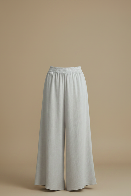 Pantalon Jupe Gris Fluide Ample Élégant Décontracté - Lin - vue 3