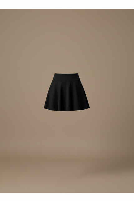 Pantalon Jupe Noir Évasé Plissé Court Doublé - Polyester - vue 3