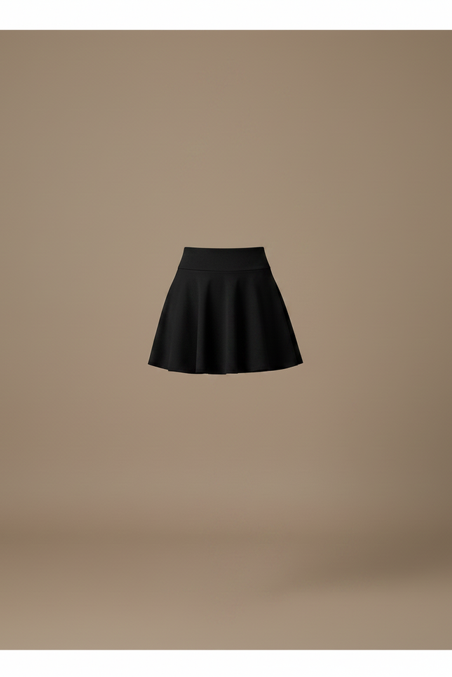 Pantalon Jupe Noir Évasé Plissé Court Doublé - Polyester - vue 3