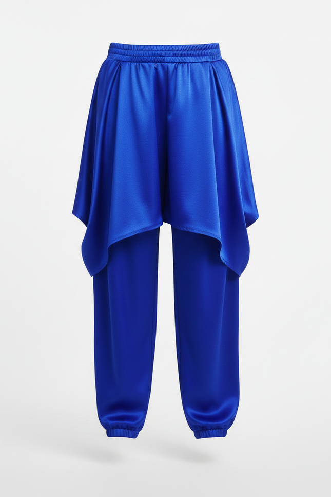 Pantalon Jupe Bleu Satin Ample Garçon Fluide - vue 3