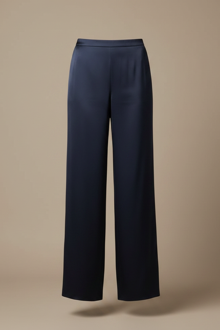 Pantalon Jupe Bleu Marine Satiné Ample Fluide Élégant - vue 3