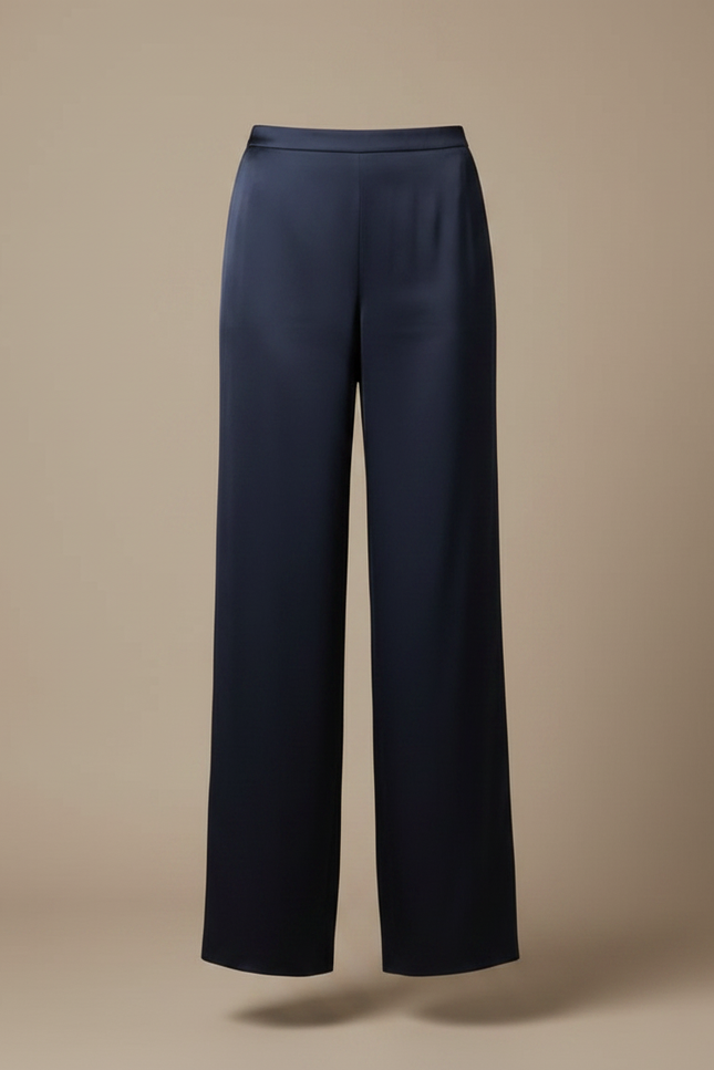 Pantalon Jupe Bleu Marine Satiné Ample Fluide Élégant - vue 3