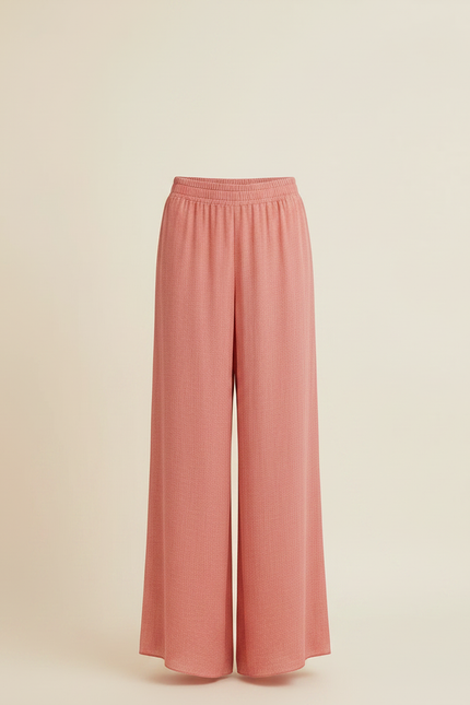 Pantalon Jupe Rose Ample Fluide Superposé Élégant - Viscose - vue 3