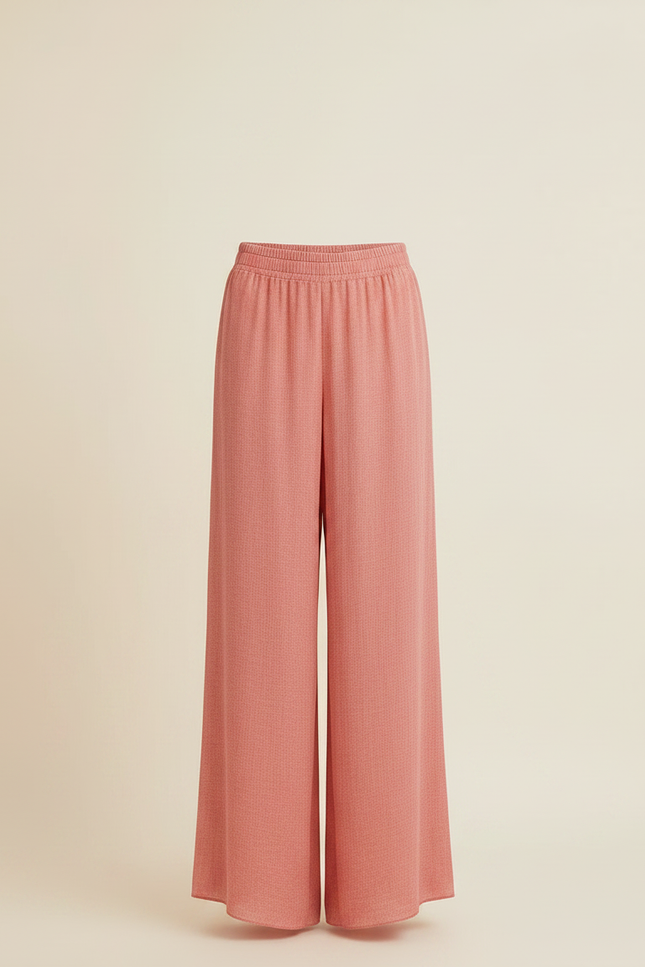 Pantalon Jupe Rose Ample Fluide Superposé Élégant - Viscose - vue 3