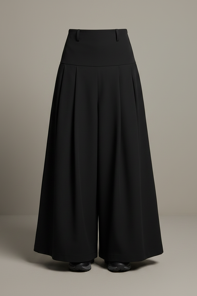 Pantalon Jupe Noir Plissé Ample Long Homme - Polyester - vue 3