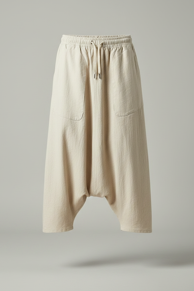 Pantalon Jupe Beige Lin Ample Décontracté Homme - vue 3