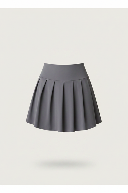Pantalon Jupe Gris Plissé Court Sportif Intégré - Polyester - vue 3