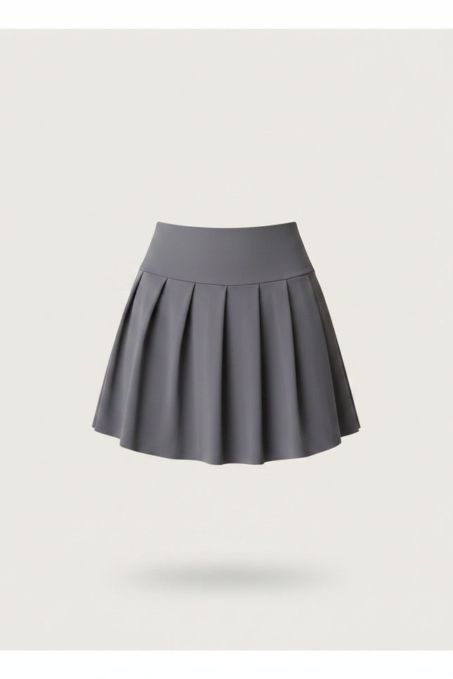 Pantalon Jupe Gris Plissé Court Sportif Intégré - Polyester - vue 3