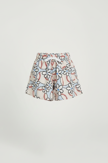 Pantalon Jupe Blanc Fleurs Baseball Coton Enfant - Multicolore - vue 3
