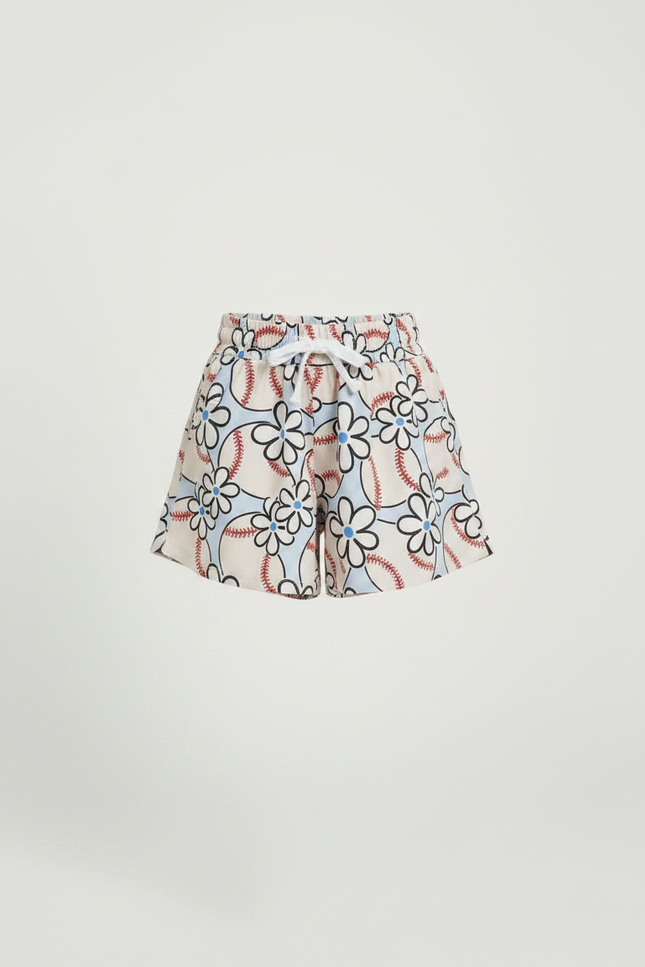 Pantalon Jupe Blanc Fleurs Baseball Coton Enfant - Multicolore - vue 3