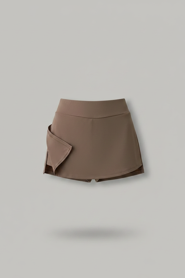 Pantalon Jupe Marron Fendu Taille Haute Sport - Polyester - vue 3