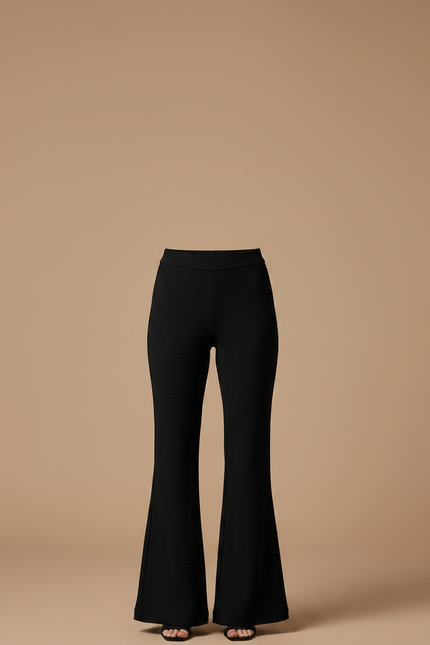 Pantalon Jupe Noir Évasé Asymétrique Élégant Texturé - Maille - vue 3