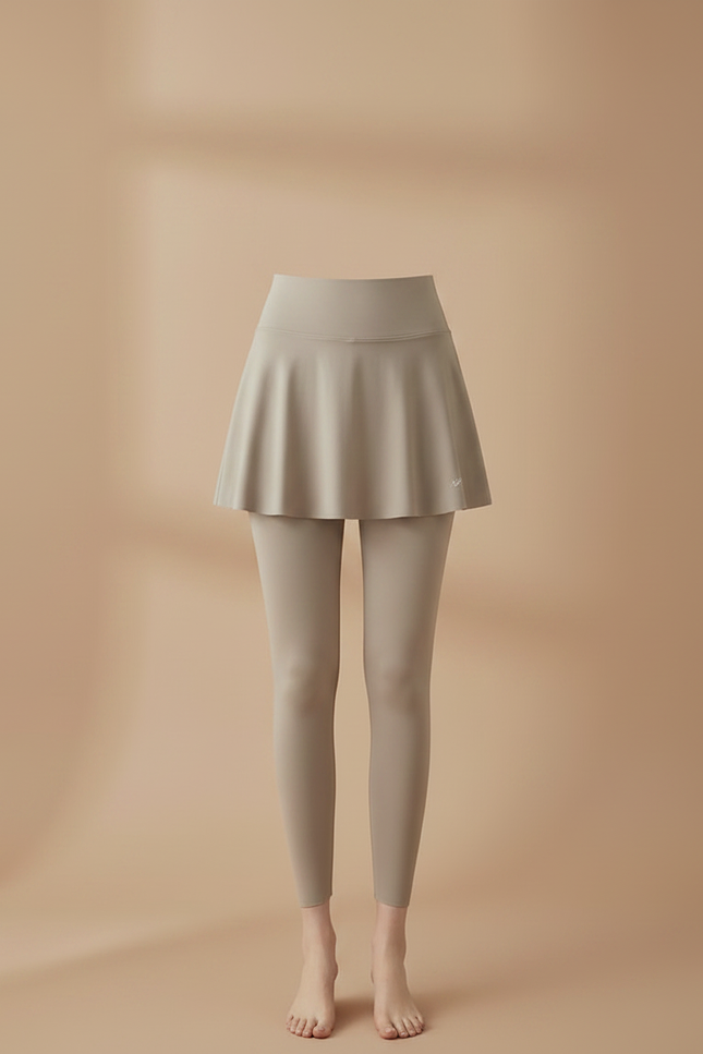 Pantalon Jupe Beige Intégré Sportif Stretch Uni - Polyester - vue 3