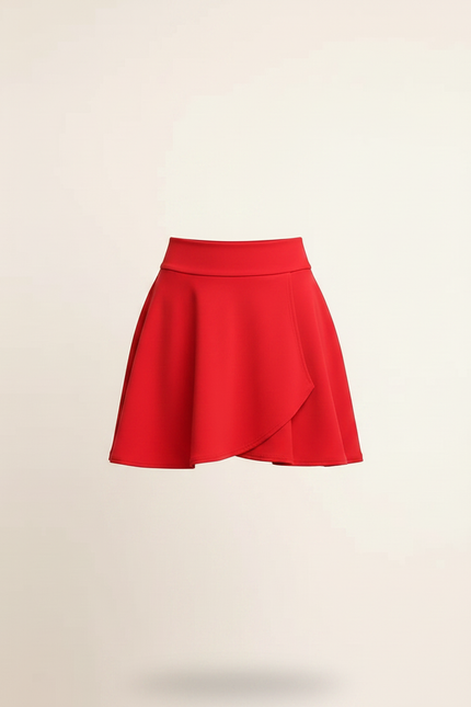 Pantalon Jupe Rouge Évasée Taille Haute Élégante - Polyester - vue 3