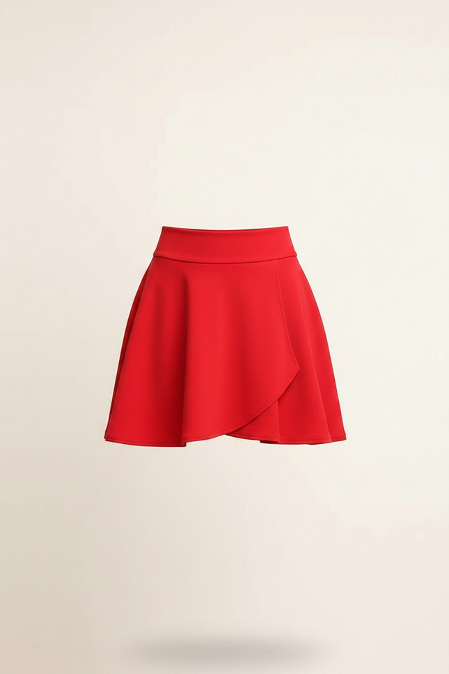 Pantalon Jupe Rouge Évasée Taille Haute Élégante - Polyester - vue 3