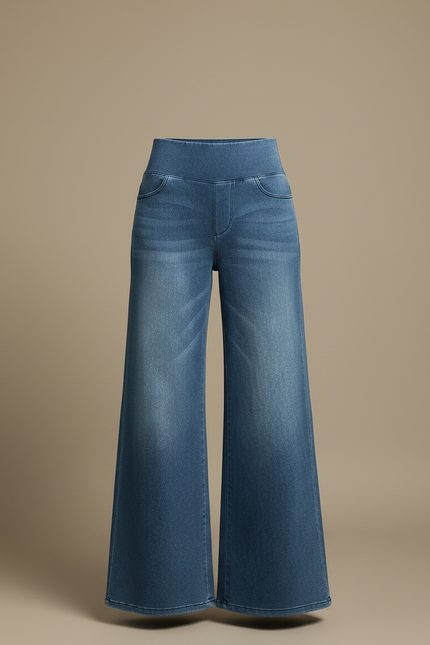Pantalon Jupe Denim Large Bleu Taille Haute - Jean - vue 3