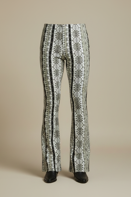 Pantalon Jupe Imprimé Évasé Slim Décontracté Noir Blanc - Maille - vue 3