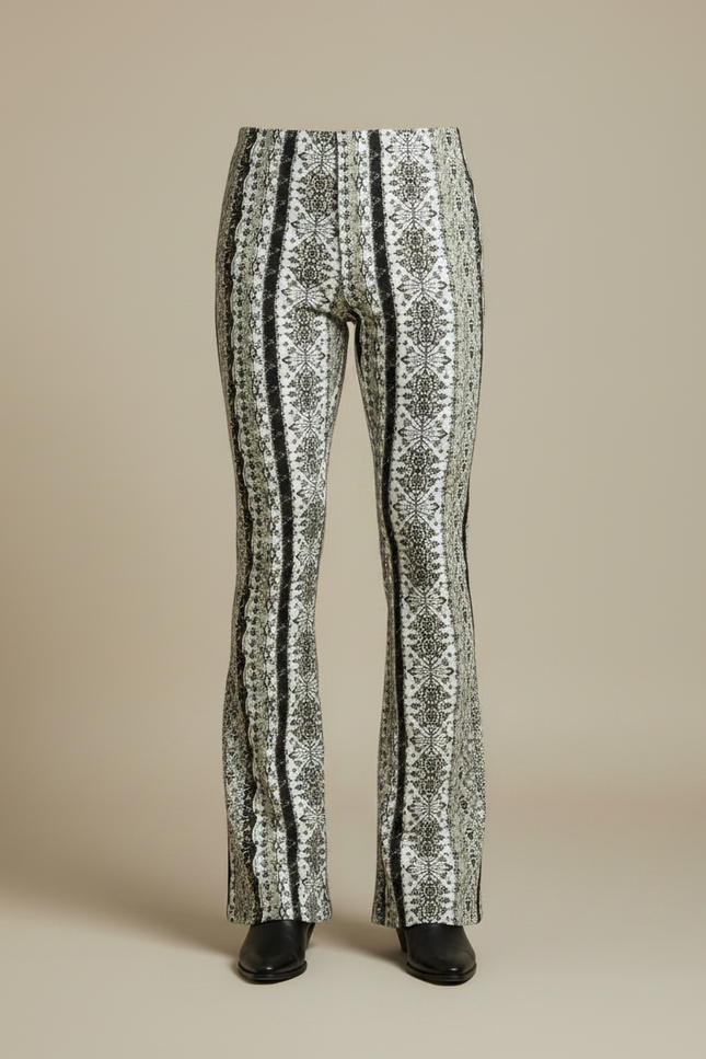 Pantalon Jupe Imprimé Évasé Slim Décontracté Noir Blanc - Maille - vue 3