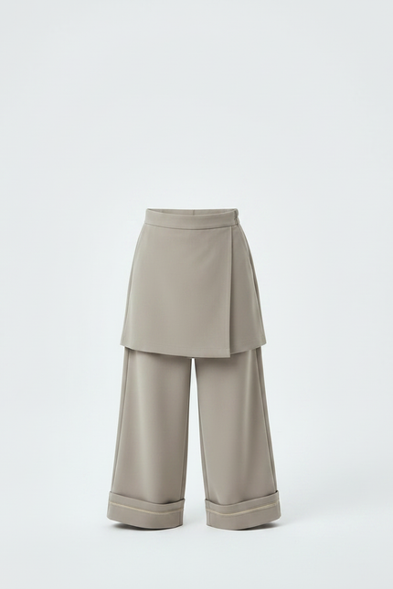 Pantalon Jupe Gris Ample Décontracté Enfant - Gabardine - vue 3