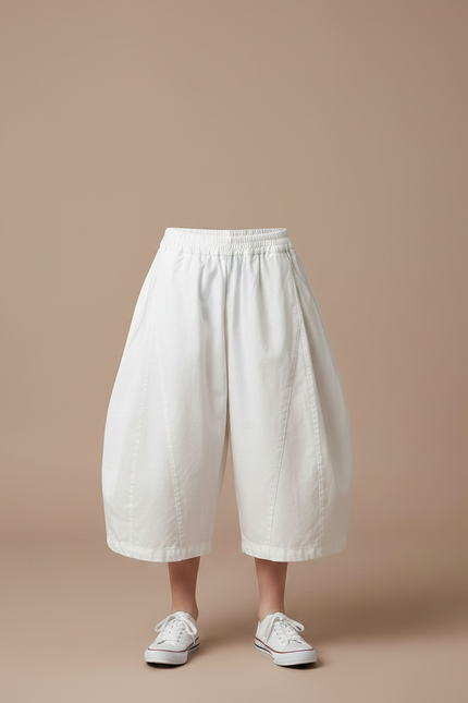 Pantalon Jupe Blanc Ample Coton Élastique Enfant - vue 3